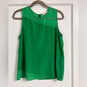 Sandro Paris Silk sleeveless tiered bright green blouse tank top size 3 large